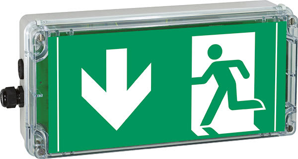 Cooper Capri - EXIT 24V PU - Bloc d'évacuation à leds pour source centrale 12-24VDC - 25m