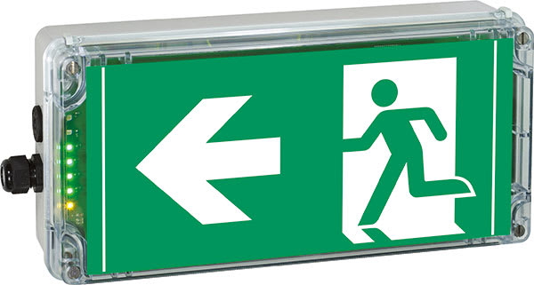 Cooper Capri - EXIT N PL - B.A.E.S d'évacuation à leds - 25m/3h - 1xM20 plast. + 1 bouchon M20