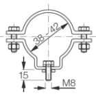 Cooper Capri - Paire de colliers de fixation R12 en acier galvanisé pour tube diam. 38-42 mm