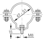 Cooper Capri - Paire de colliers de fixation R24 en inox 304L pour tube diam. 47-51 mm