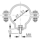 Cooper Capri - Paire de colliers de fixation R22 en acier galvanisé pour tube diam. 47-51 mm