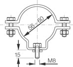 Cooper Capri - Paire de colliers de fixation R32 en acier galvanisé pour tube diam. 56-60mm