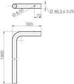 Cooper Capri - Mât d'éclairage diam. 48,3mm, hauteur 1,90m, déport 30cm, angle 90°