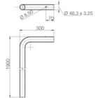 Cooper Capri - Mât d'éclairage diam. 48,3mm, hauteur 1,90m, déport 30cm, angle 90°