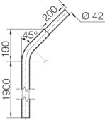 Cooper Capri - Mât d'éclairage avec embout diam. 42mm, hauteur 1,90m, angle 45°