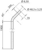 Cooper Capri - Mât d'éclairage diam. 48,3mm, hauteur 1,90m, longueur 20cm, angle 45°