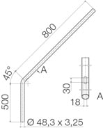 Cooper Capri - Console murale diam. 48,3mm, hauteur 50cm, longueur 80cm, angle 45°