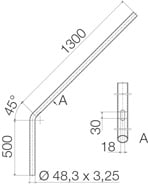 Cooper Capri - Console murale diam. 48,3mm, hauteur 50cm, longueur 1,30m, angle 45°