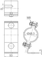 Cooper Capri - LB48-FT Paire de colliers en acier galvanisé pour tube diam. 48,3mm