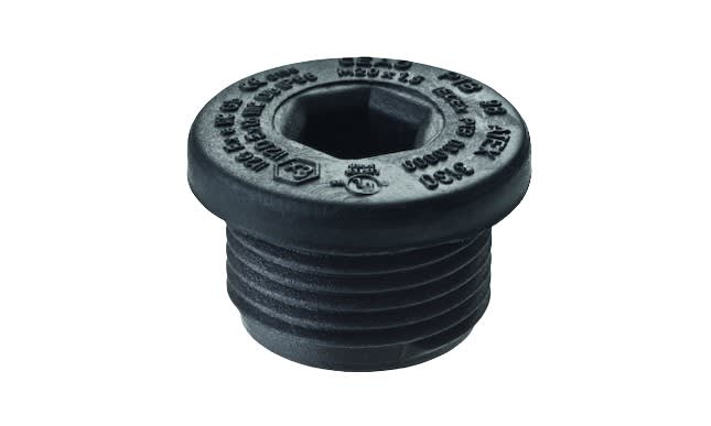 Cooper Capri - Bouchon 'e' rond ISO25 en polyamide noir, tête 6 pans creux