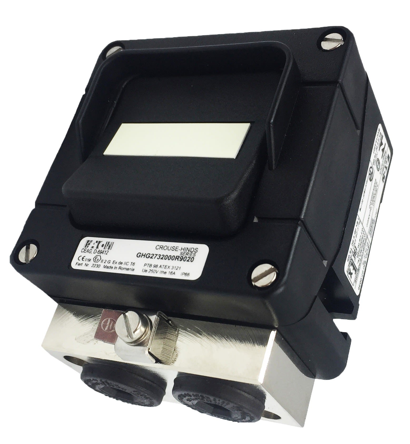 Cooper Capri - Interrupteur d'éclairage M/A 2NO - 2 entrées filetées M20 métal. (sans PE)