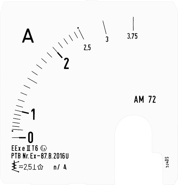 Cooper Capri - Echelle pour ampèremètre AM72 n/1A 0-150/225A