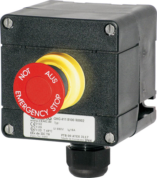 Cooper Capri - GHG411.81 - 1 coup de poing pousser-tirer "EMERGENCY STOP" 1NO+1NF