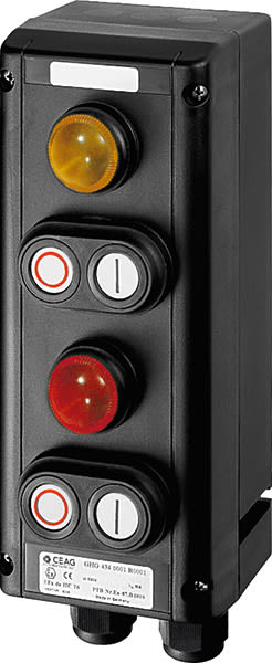 Cooper Capri - GHG434 - 2 doubles BP à impulsion 1NO+1NF + 2 voyants à led 20-250VAC/DC.