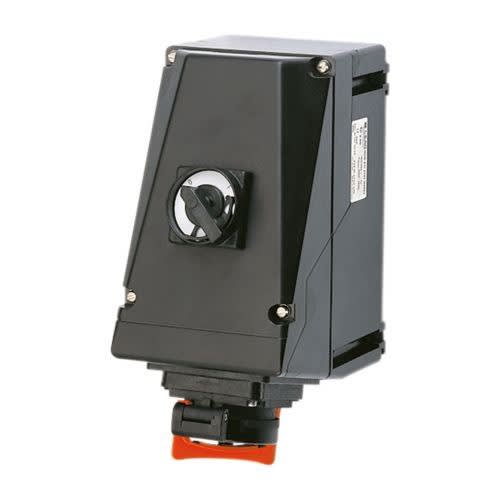 Cooper Capri - Socle mural 16A-6P+T-500V avec 1 PE M40 polyamide et 1 bouchon M40