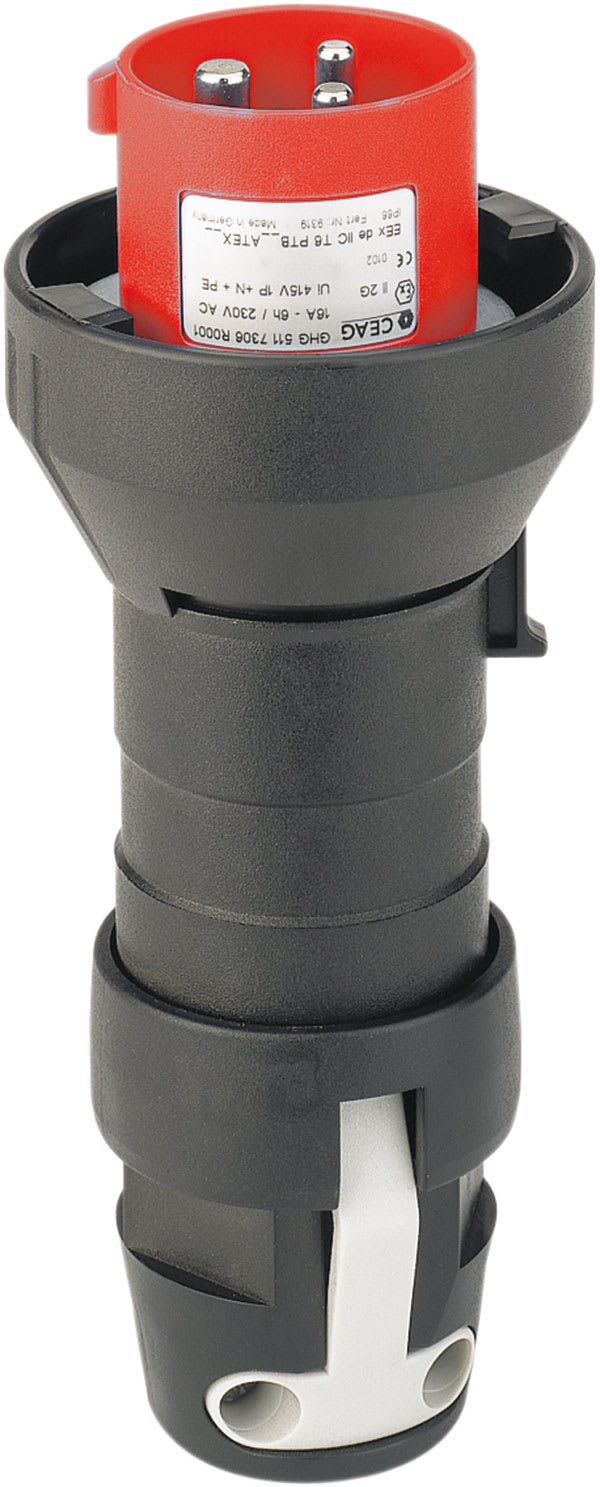Cooper Capri - Fiche 16A-3P+T-500V avec serre câble diam. ext. 8-21mm