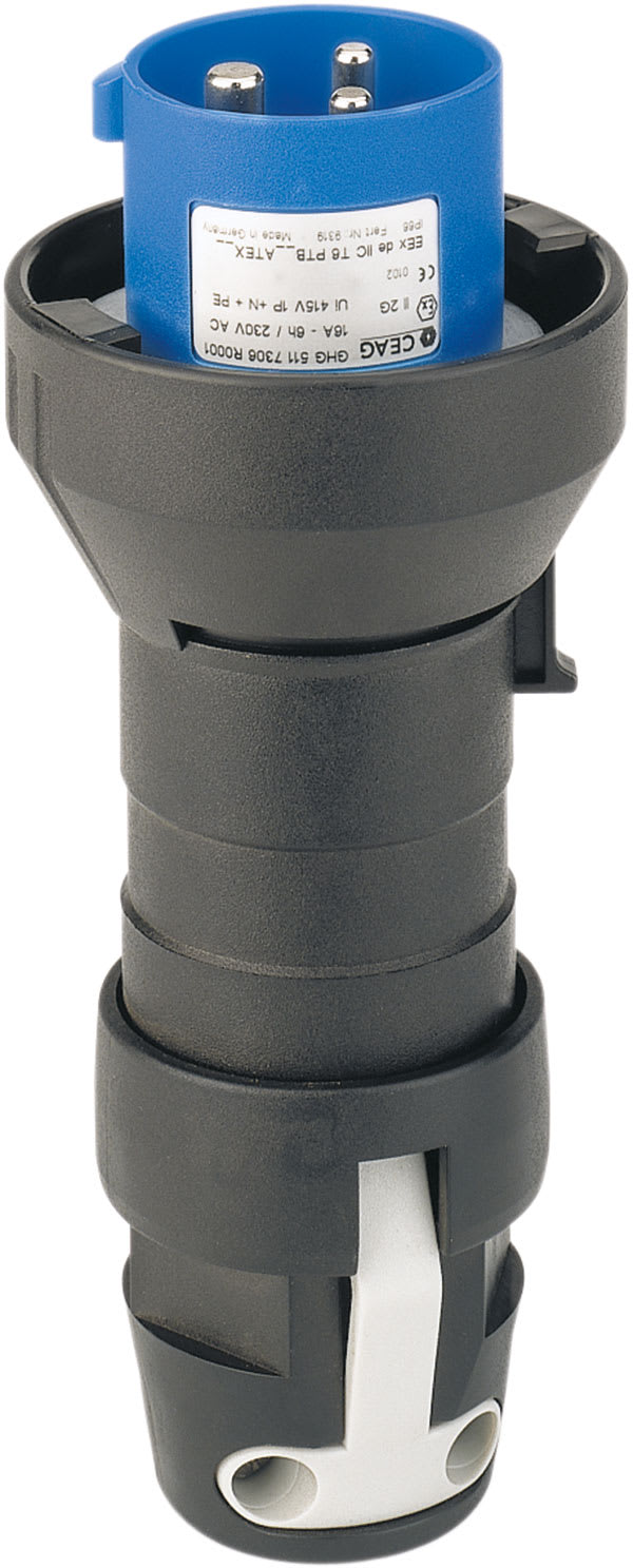 Cooper Capri - Fiche 16A-2P+T-230V avec serre câble diam. ext. 8-19mm