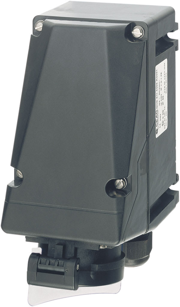 Cooper Capri - Socle mural 16A-3P-42V avec 1 PE M25 polyamide et 1 bouchon M25