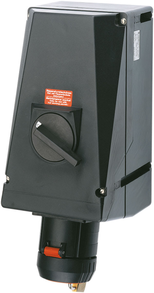 Cooper Capri - Socle mural 63A-3P+N+T-220/380V avec 2 entrées métal M40 sans PE