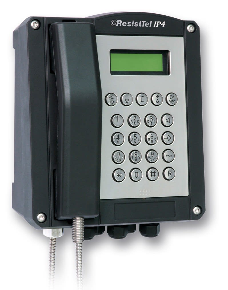 Cooper Capri - Téléphone ExResistTel IP4 noir VoIP, 95 dB, avec cordon spiralé