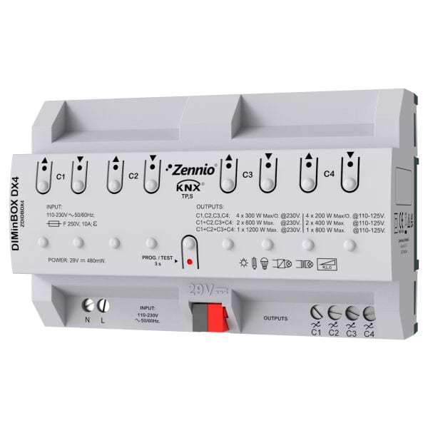 ZENNIO - DIMinBOX DX4. Régulateur universel. 4 canaux x 300W