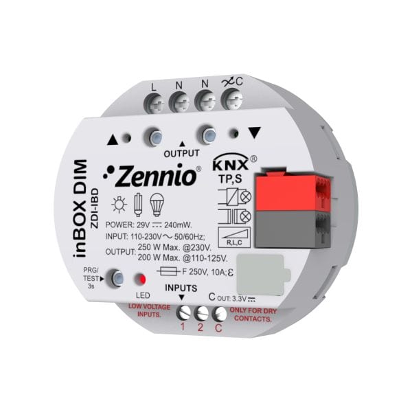 ZENNIO - inBOX DIM. Régulateur universel à encastrer. 1 canal x 250W