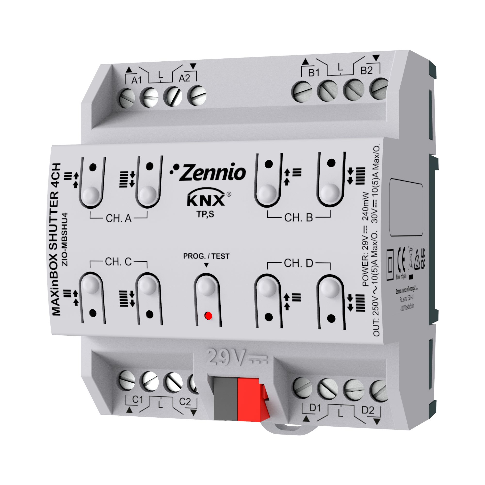 ZENNIO - MAXinBOX SHUTTER 4CH. Actionneur de volet 4 canaux