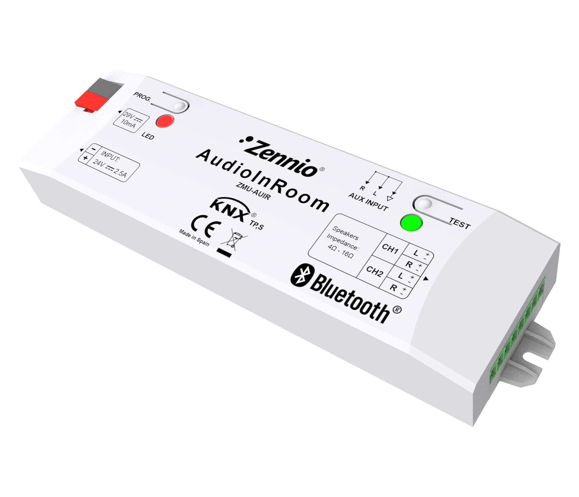 ZENNIO - AudioInRoom. Contrôleur KNX pour audio avec Bluetooth et entrée auxiliaire. 4...