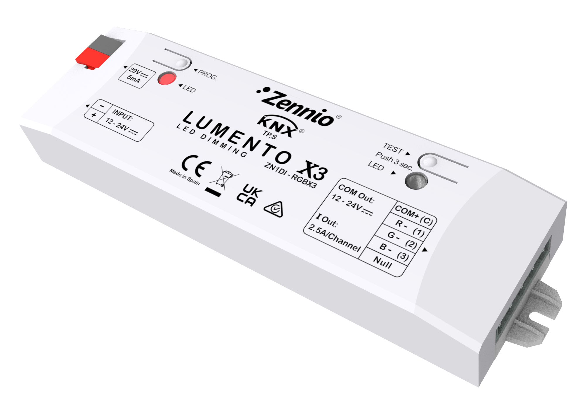 ZENNIO - Lumento X3. Regulateur de 3 canaux PWM de tension constante pour charges LED DC