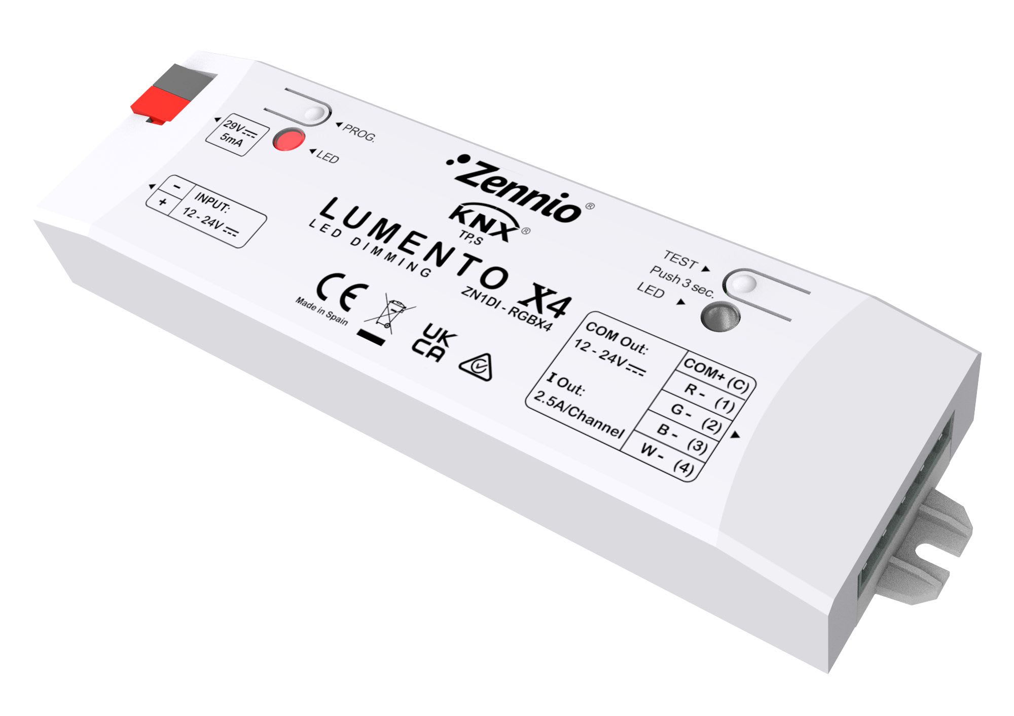 ZENNIO - Lumento X4. Regulateur de 4 canaux PWM de tension constante pour charges LED DC