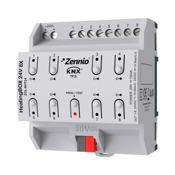 ZENNIO - HeatingBOX 24V 8X. Actionneur de chauffage avec sorties à 24 VAC/VDC - 8 canaux