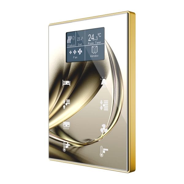 ZENNIO - Interrupteur capacitif de 8 boutons et display (modèle ONE). Cadre doré - Per...