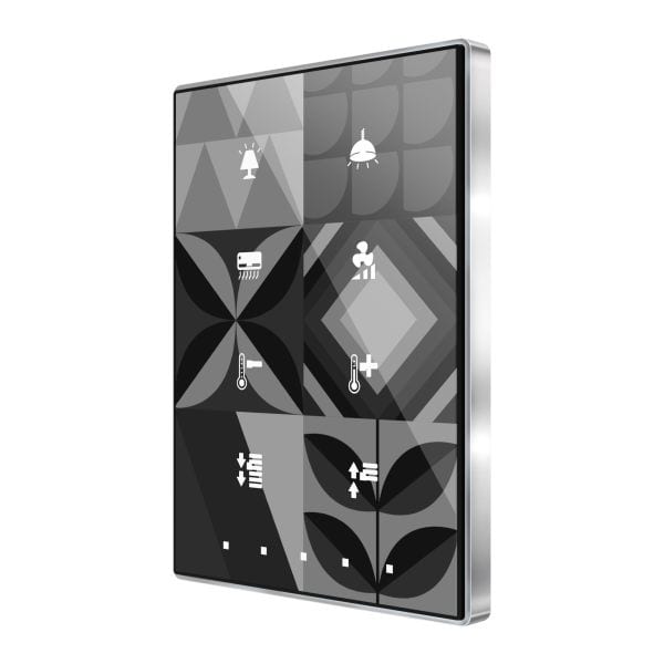 ZENNIO - Interrupteur capacitif TMD de 8 boutons avec thermostat. Cadre chromé - Perso...