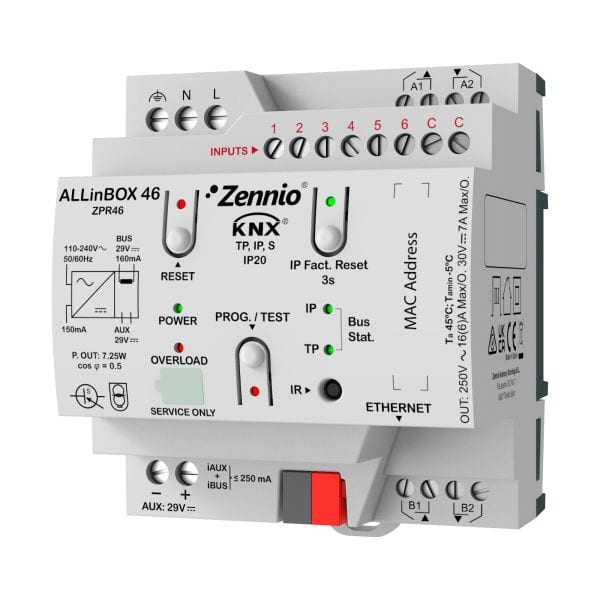 ZENNIO - ALLinBOX 46. Dispositif multifonction avec source d'alimentation KNX, interfa...