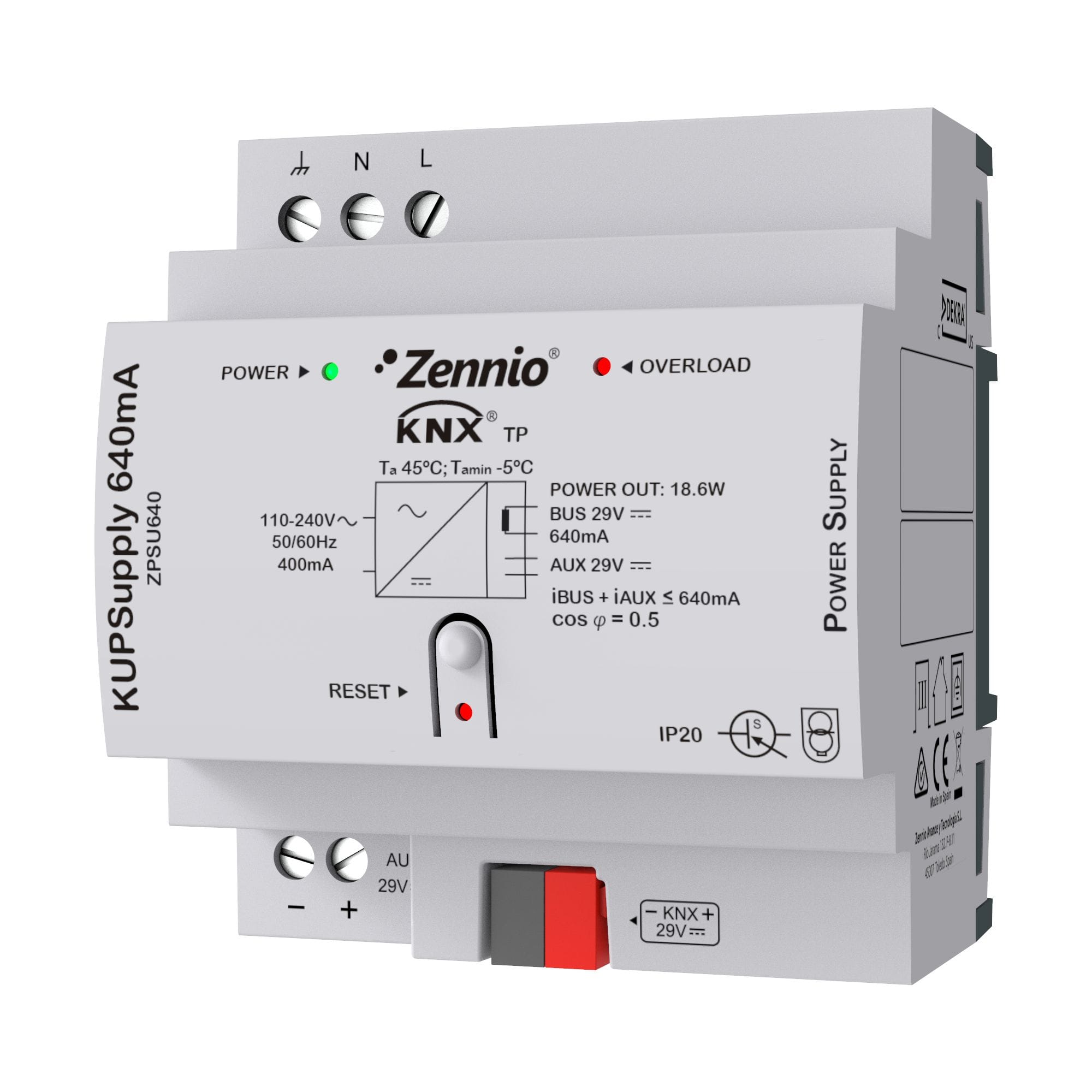 ZENNIO - KUPSupply 640mA. Source d?alimentation universel KNX 640mA avec auxiliaire de...