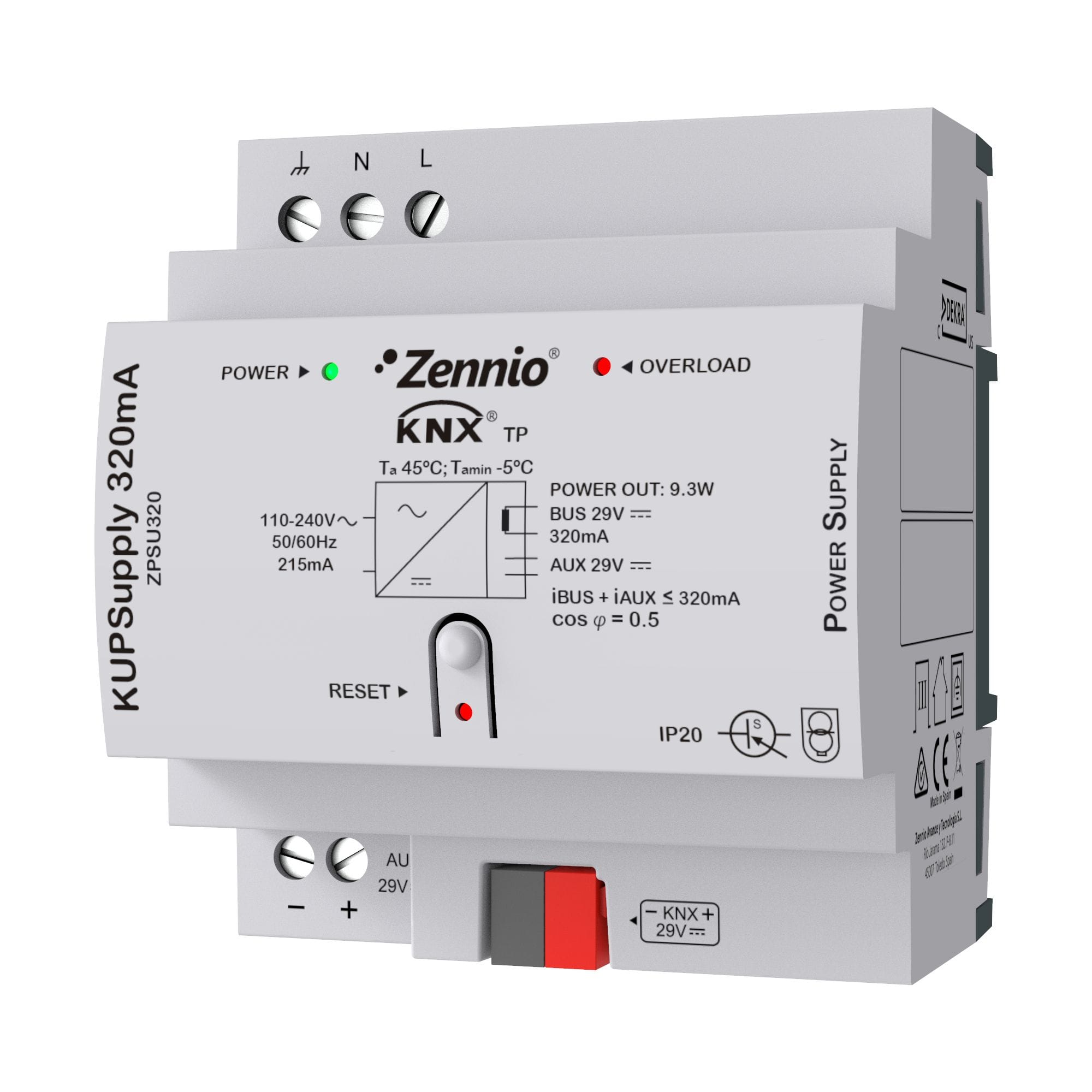 ZENNIO - KUPSupply 320mA. Source d?alimentation universel KNX 320mA avec auxiliaire de...