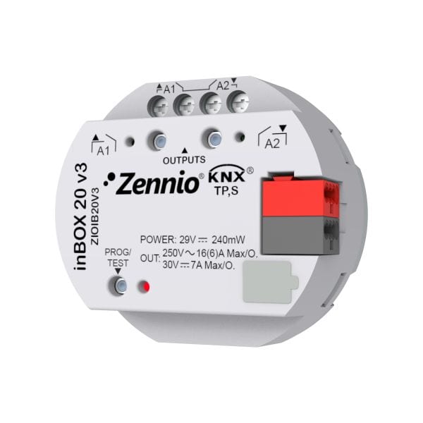 ZENNIO - inBOX 20 v3. Actionneur multifonction KNX à encastrer - 2 sorties 16A