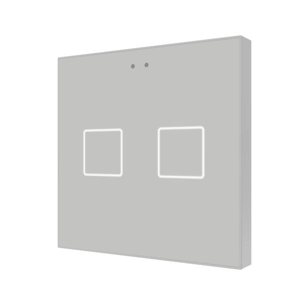 ZENNIO - Flat 2 v2. Interrupteur capacitif en verre - 2 boutons- Argent