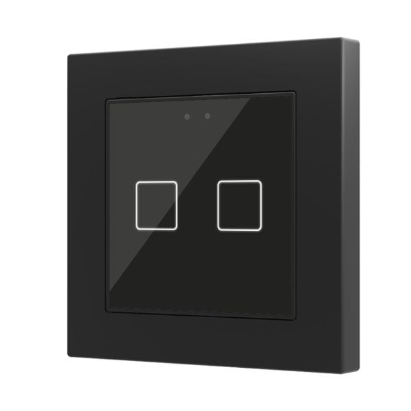 ZENNIO - Flat 55 X2 v2. Interrupteur capacitif en verre 55 x 55 ? 2 boutons - Anthraci...