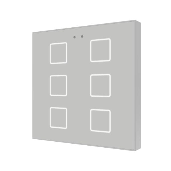 ZENNIO - Flat 6 v2. Interrupteur capacitif en verre - 6 boutons - Argent