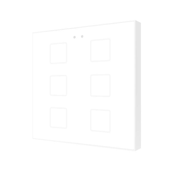 ZENNIO - Flat 6 v2. Interrupteur capacitif en verre - 6 boutons - Blanc
