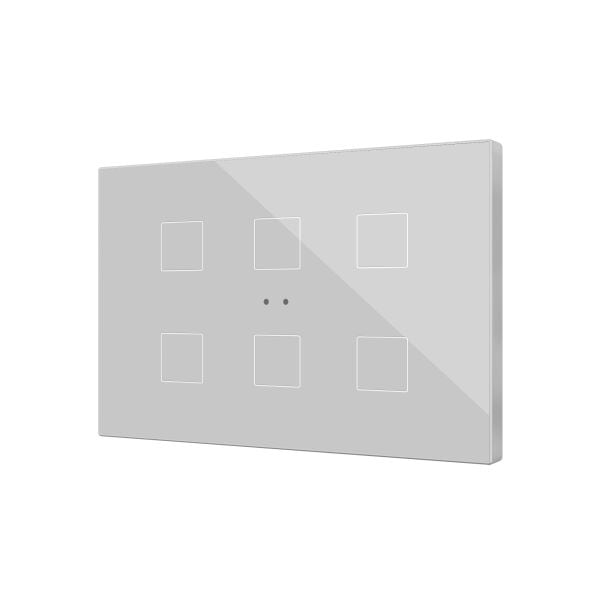 ZENNIO - Flat XL X6. Interrupteur capacitif en verre ? 6 boutons - Argent