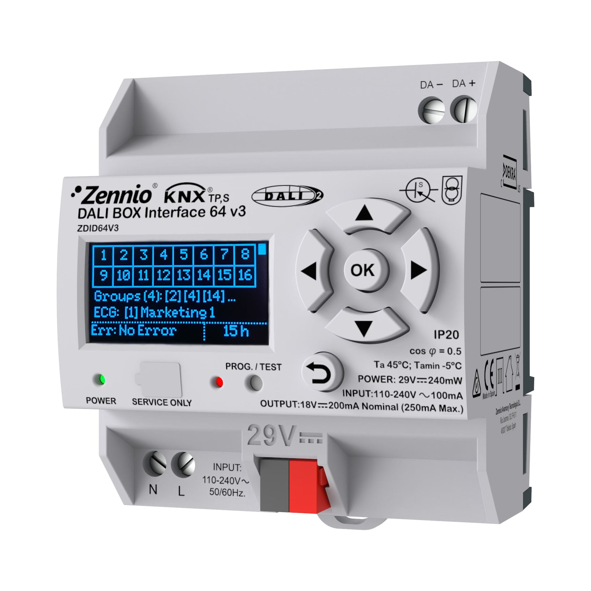 ZENNIO - DALI BOX Interface 64 v3. Interface KNX-DALI pour jusqu'à 64 ballasts par can...