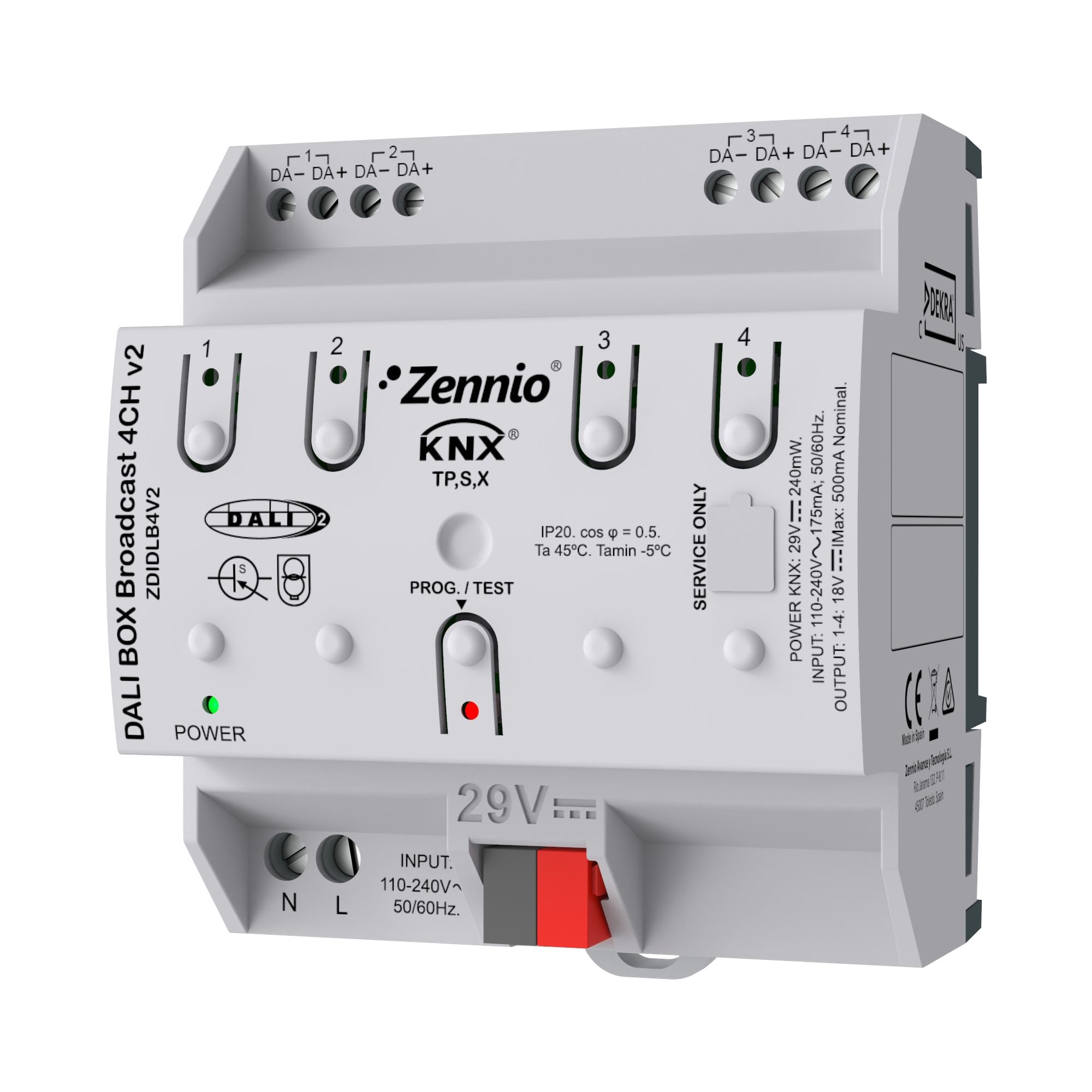 ZENNIO - DALI BOX Broadcast 4CH v2. Interface KNX - DALI broadcast pour contrôler jusq...