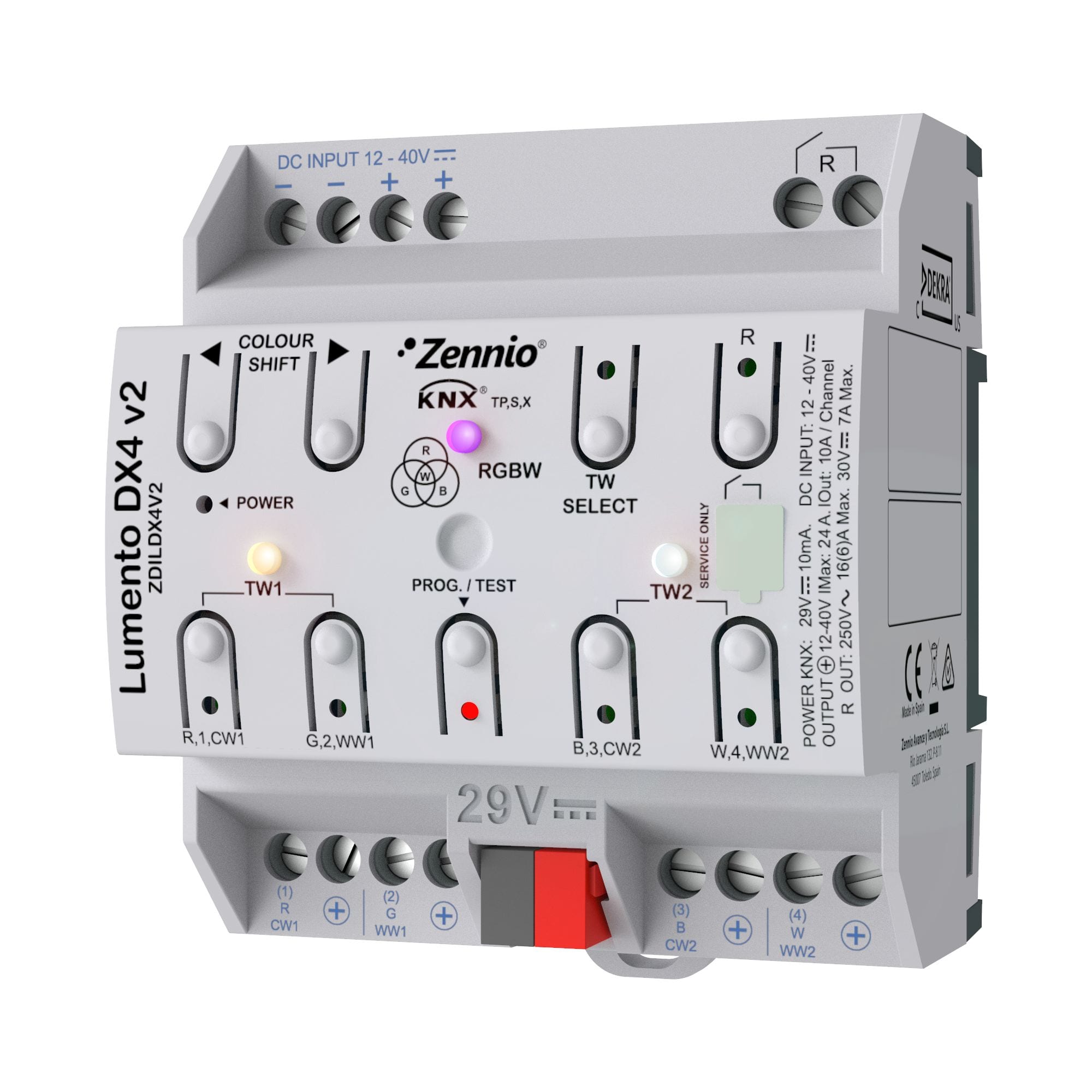 ZENNIO - Lumento DX4 v2. Variateur sur rail DIM, à 4 canaux PWM à tension constante po...