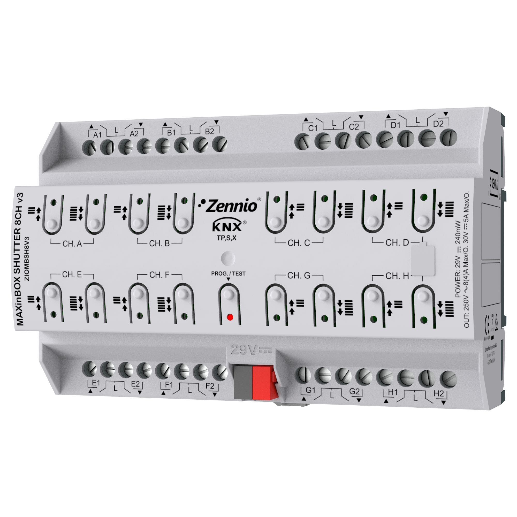 ZENNIO - MAXinBOX SHUTTER 8CH v3. Actionneur de volet 8 canaux avec KNX Secure