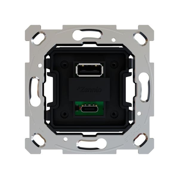 ZENNIO - ZS55/ZS70. Chargeur USB double - (C+A) -  5 V / 3,5 A  (sans cache)