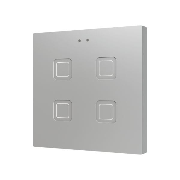 ZENNIO - Tecla 4. Interrupteur capacitif en polycarbonate ? 4 boutons - Argent