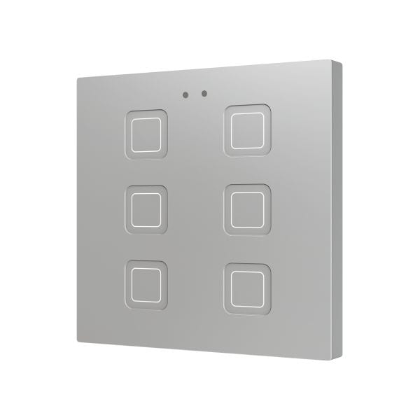 ZENNIO - Tecla 6. Interrupteur capacitif en polycarbonate ? 6 boutons - Argent