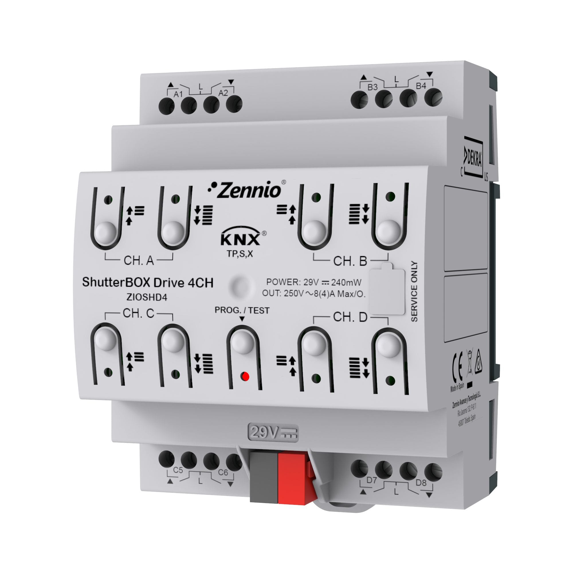 ZENNIO - ShutterBOX Drive 4CH. Actionneur de volets de 4 canaux avec mesure automatiqu...